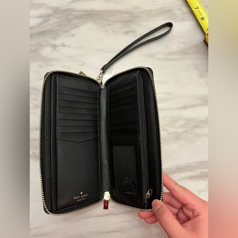 kate spade Black and Blush Zip-Around Wristlet Wallet - Picture 8 of 10